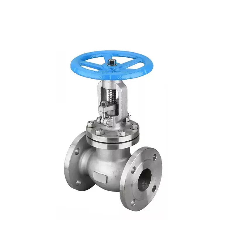 Ручной фланцевый шаровой клапан из нержавеющей стали, Вид спереди, показывающий маховик и конструкцию кузова