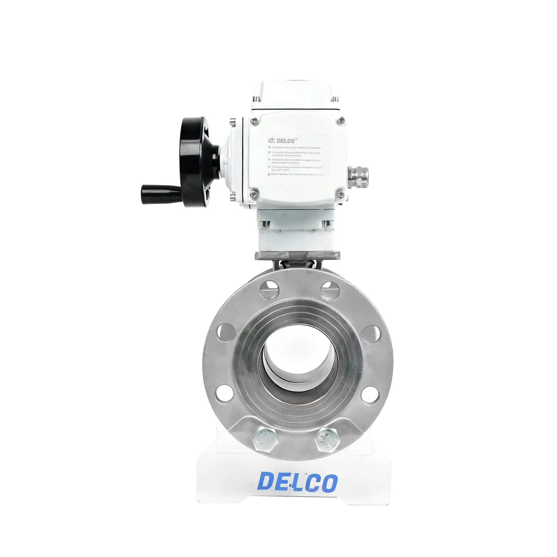 DK55-3PF Электрический шариковый клапан из нержавеющей стали с фланцем, вид справа