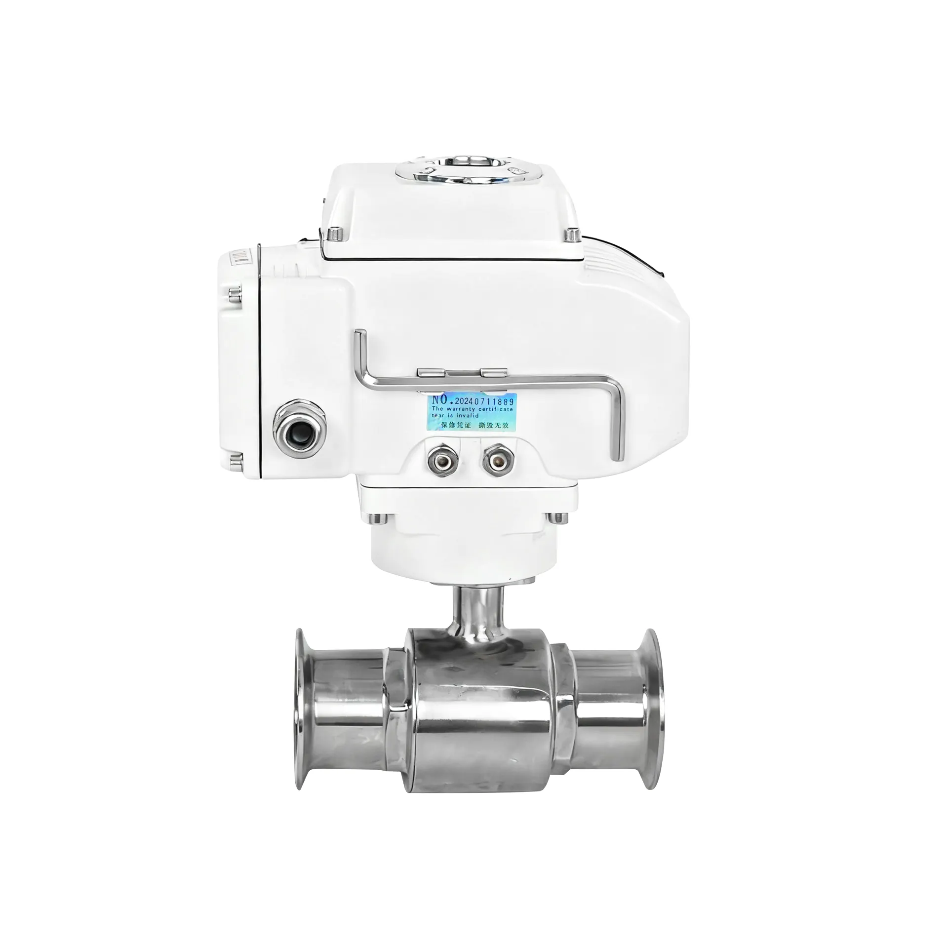 DK55-2WS Электрический санитарный хомутный шаровой клапан – вид сзади