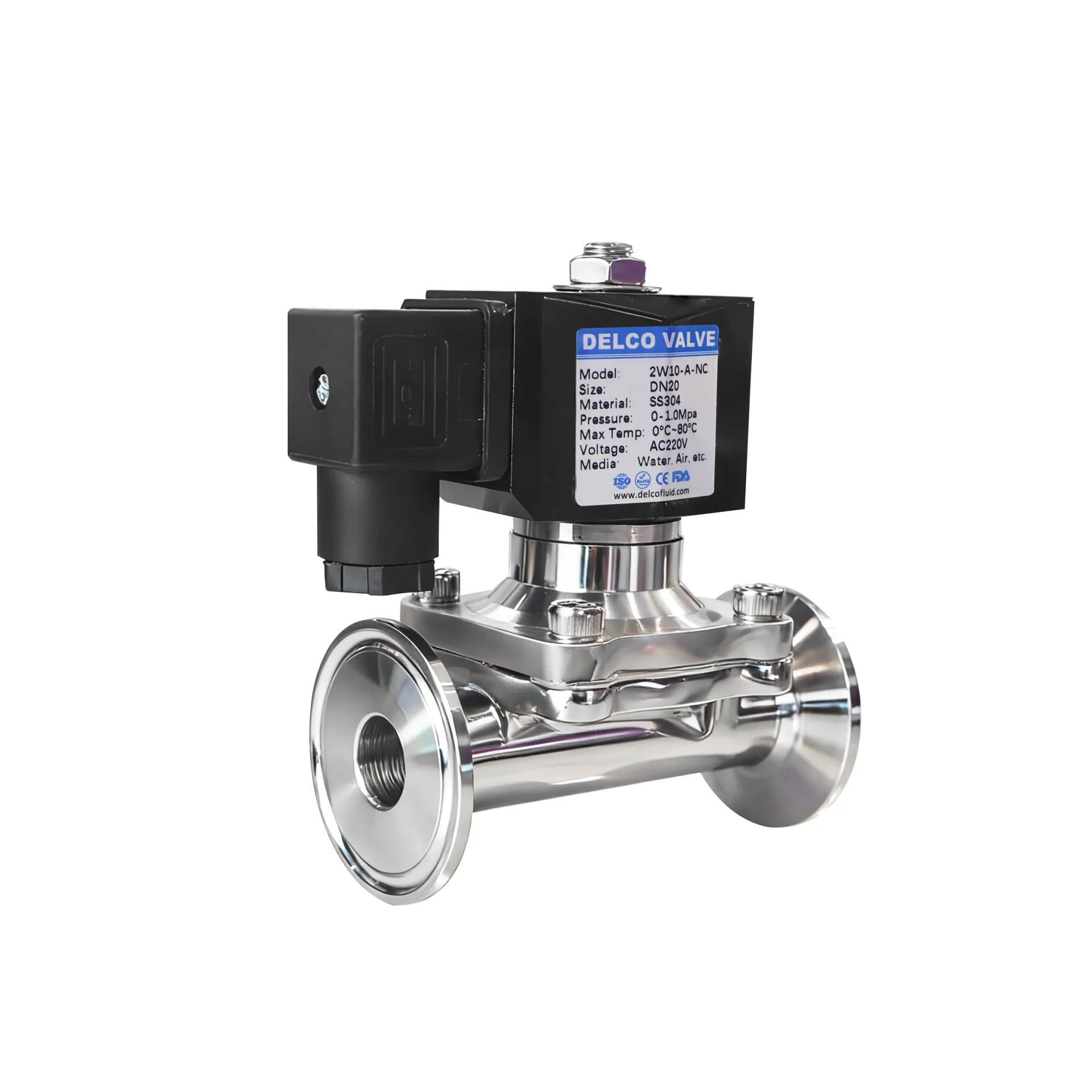 2W-10A санитарный пищевой диафрагмальный соленоидный клапан 3