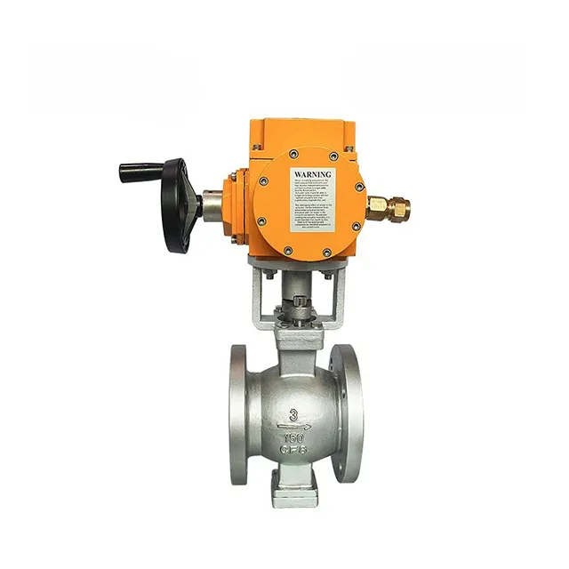 EX-DKV55-VF Электрический взрывоустойчивый V-фланцный клапан из нержавеющей стали 1