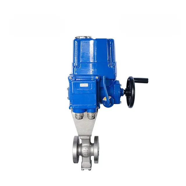 QT-DK55-VF Электрический взрывоустойчивый V-образный фланцированный шариковый клапан 4