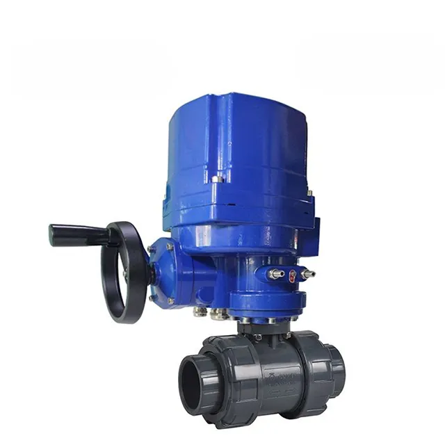 QT-DK55-PL Electric Explosion-proof Two-way PVC Double Union Ball Valve 1
